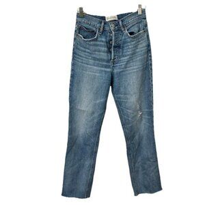 Aritzia Denim Forum Jeans Womens 28 Arlo High Rise Straight Distressed